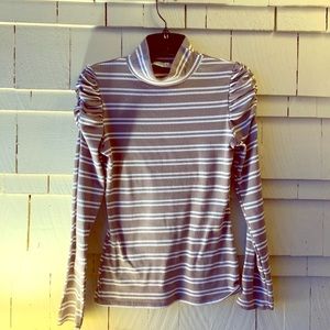 Striped mock turtleneck- retro inspired